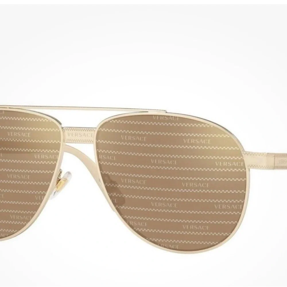 Versace Men’s Beige Metal Aviator VE2209 Sunglasses 1252/V3